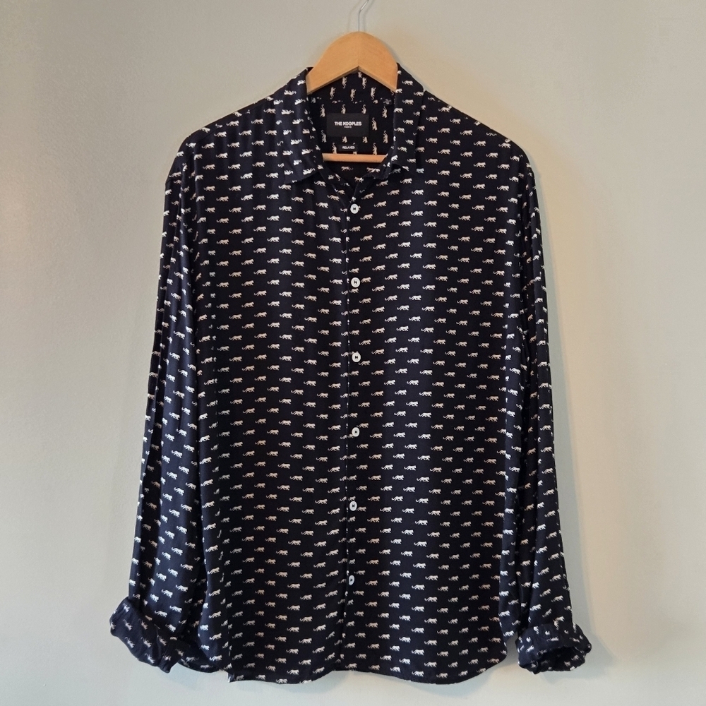 The Kooples Paris Jaguar Print Boho Unisex Long Sleeve Lightweight Shirt Size XL - Picture 4 of 12